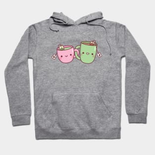 Cute Pink and Green Teacup Funny Best Friends Hoodie